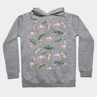 Watercolor Flamingo Tropical Pattern Hoodie